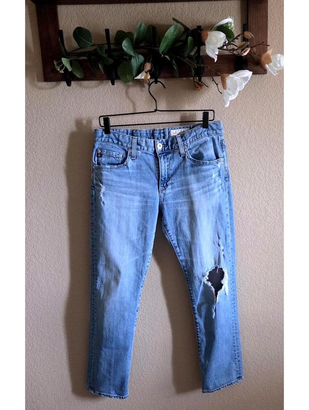 AG Anthropologie Light Wash Distressed Jeans